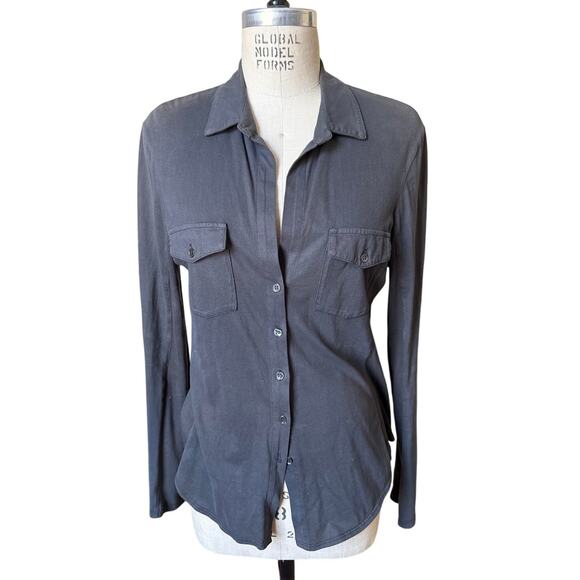 James Perse Contrast Panel Shirt in Titan Gray Size 4/XL X-Large - Picture 3 of 8